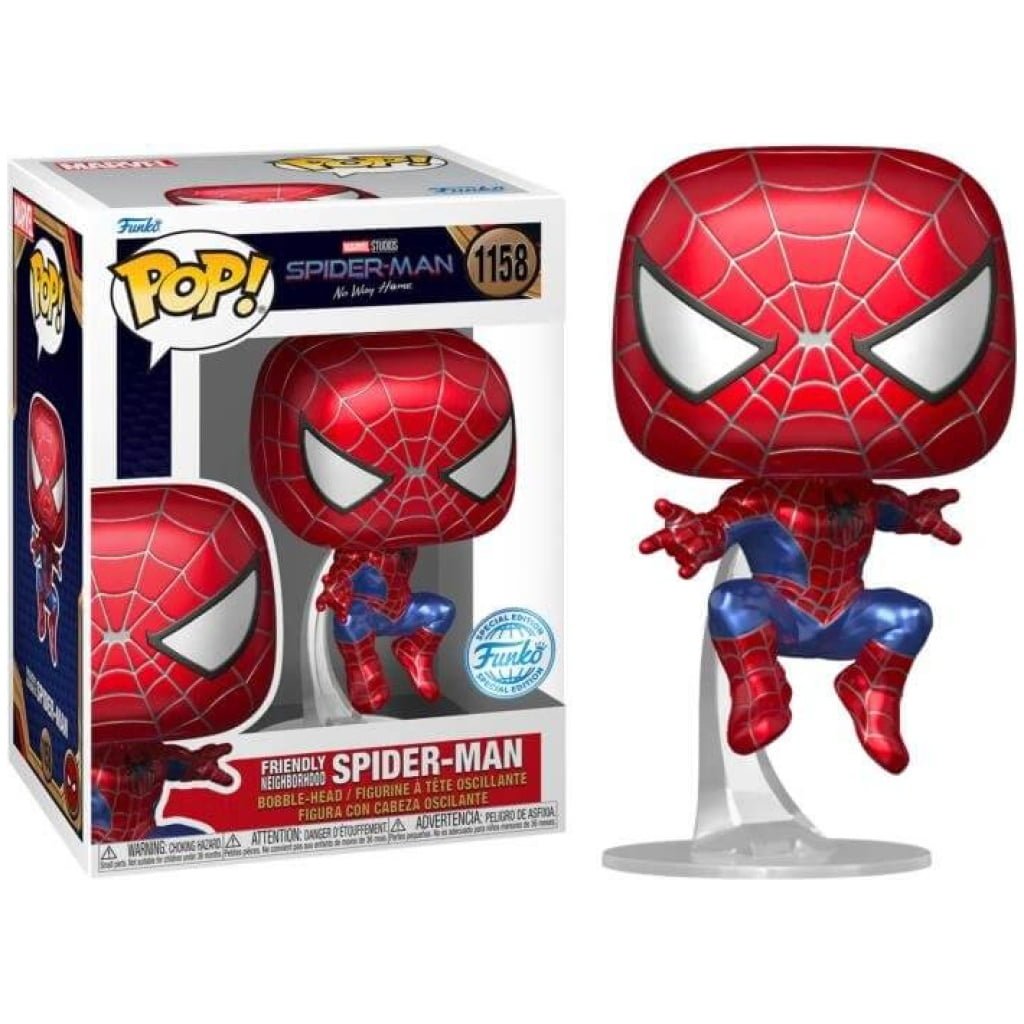    figoura funko pop marvel spider man no way home spider man friendly neighborhood leaping metallic  exclusive x