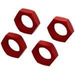 Aluminum Wheel Nut 24mm, Red (4)