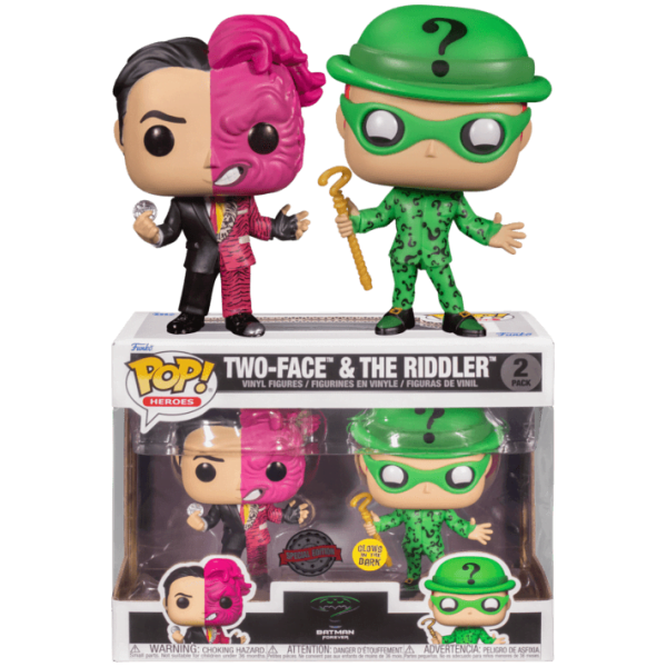 fun batman forever  two face and riddler glow in the dark pop vinyl figure  pack popcultcha    x