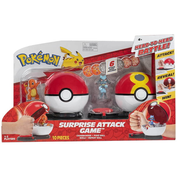 Pokemon Surprise Attack Game Charmander #1 with Poke Ball vs. Riolu with Repeat Ball