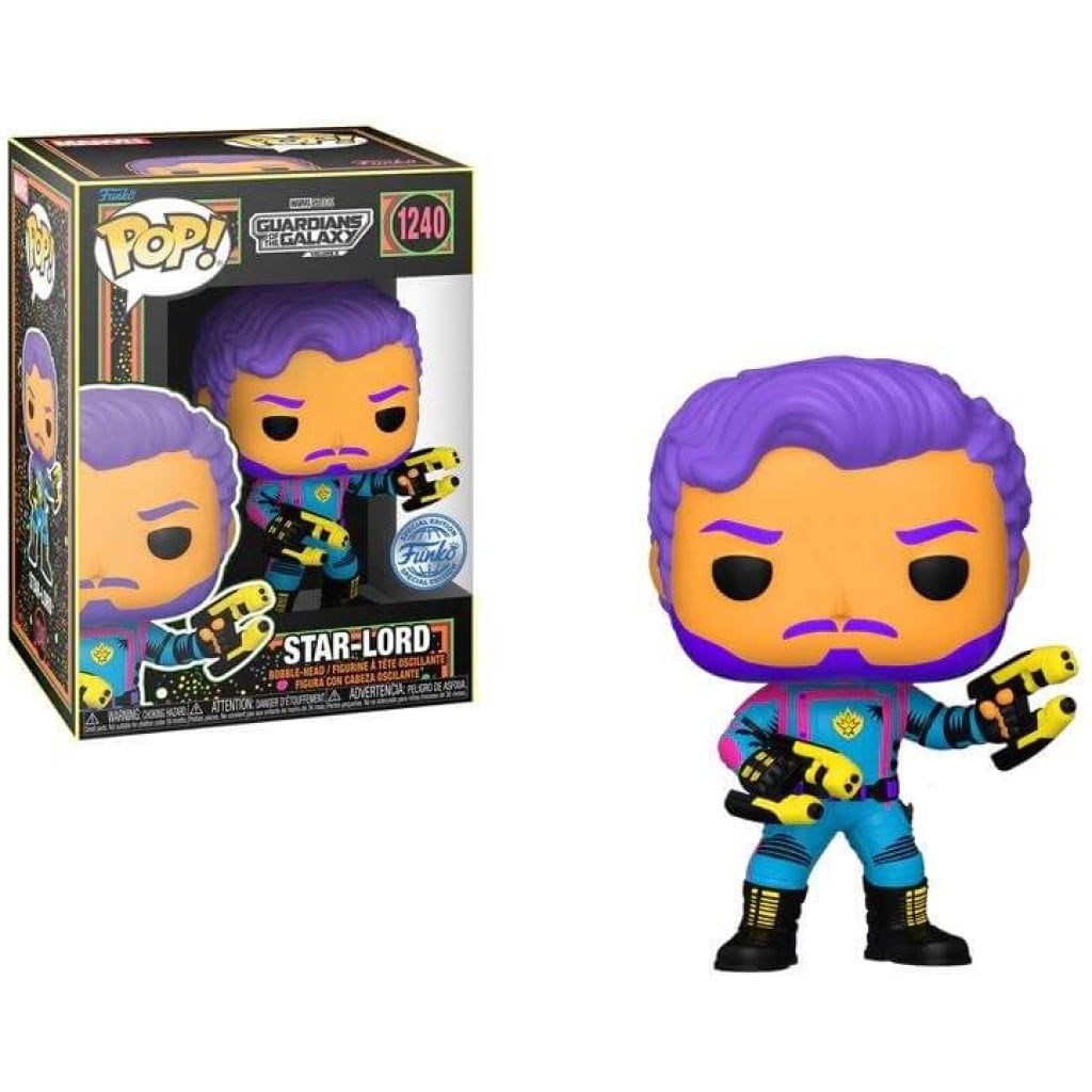    figoura funko pop guardians of the galaxy star lord black light  exclusive x