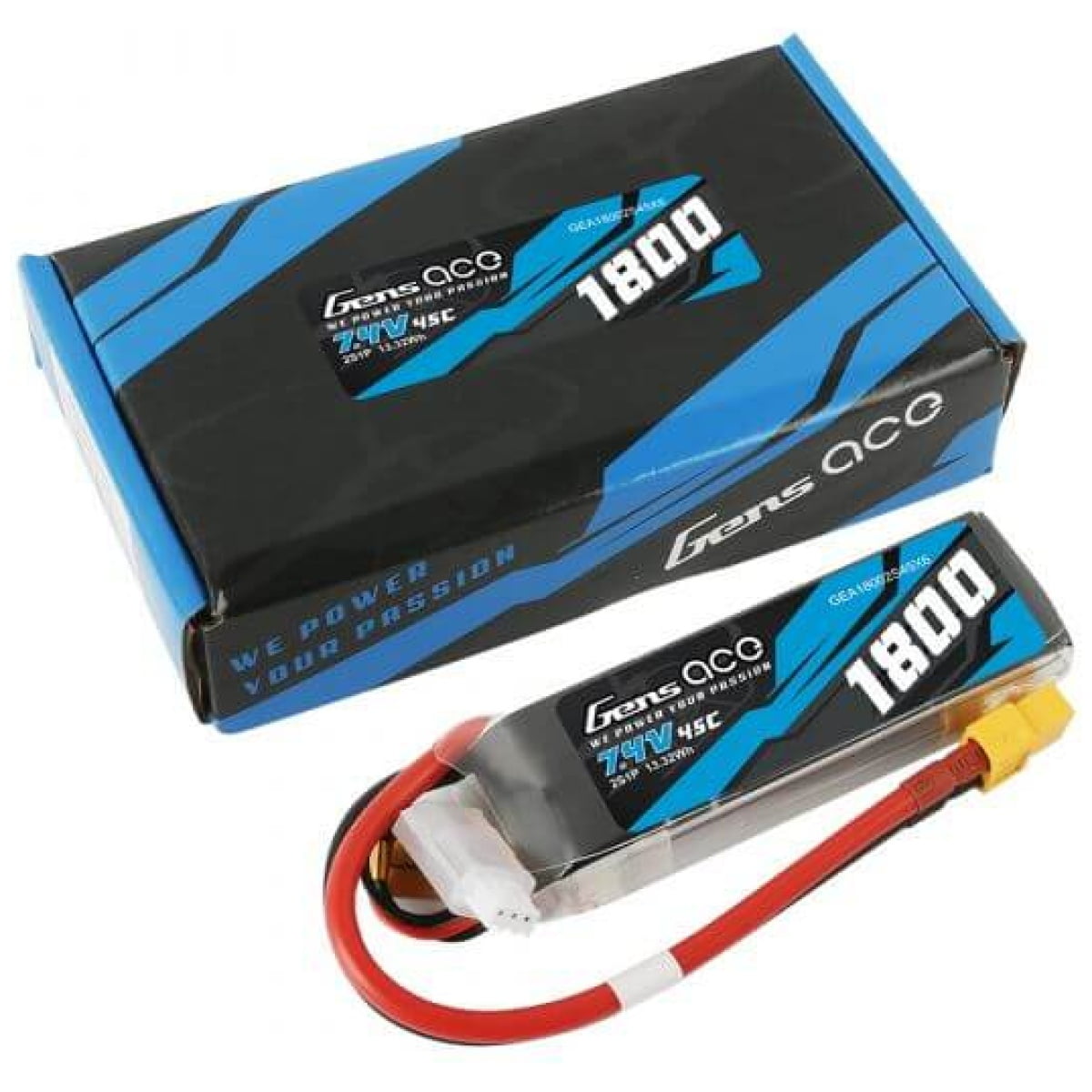 Gens ace Soaring LiPo 2S 7.4V-1800-45C (XT60) 9x3x1.7cm 111g - Image 2