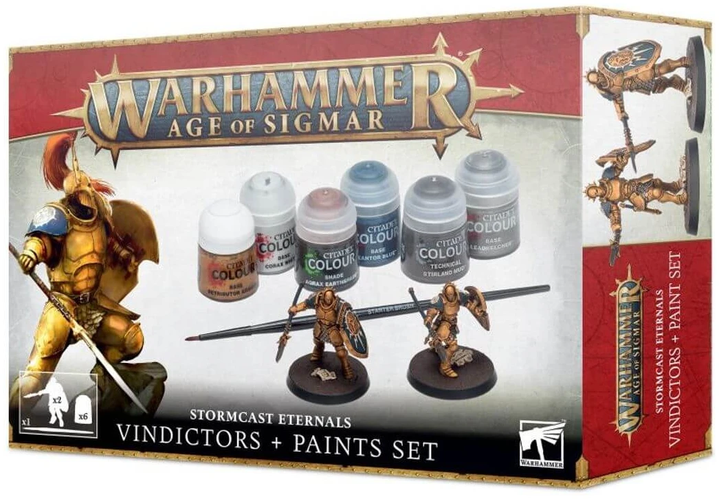 52170218001_AoSStormcastPlusPaintSetStock Warhammer Age of Sigmar - Stormcast Eternals Vindictors + Paint Set - Image 1