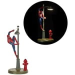 marvel comics spider man on lamp light  x