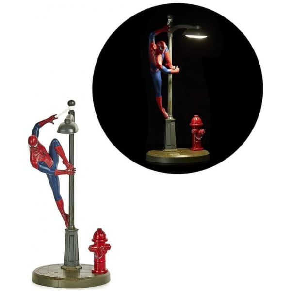 marvel comics spider man on lamp light  x