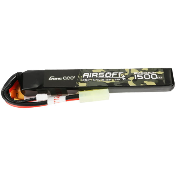 Gens ace 25C 1500mAh 2S1P 7.4V Airsoft Gun Lipo Battery with mini Tamiya Plug