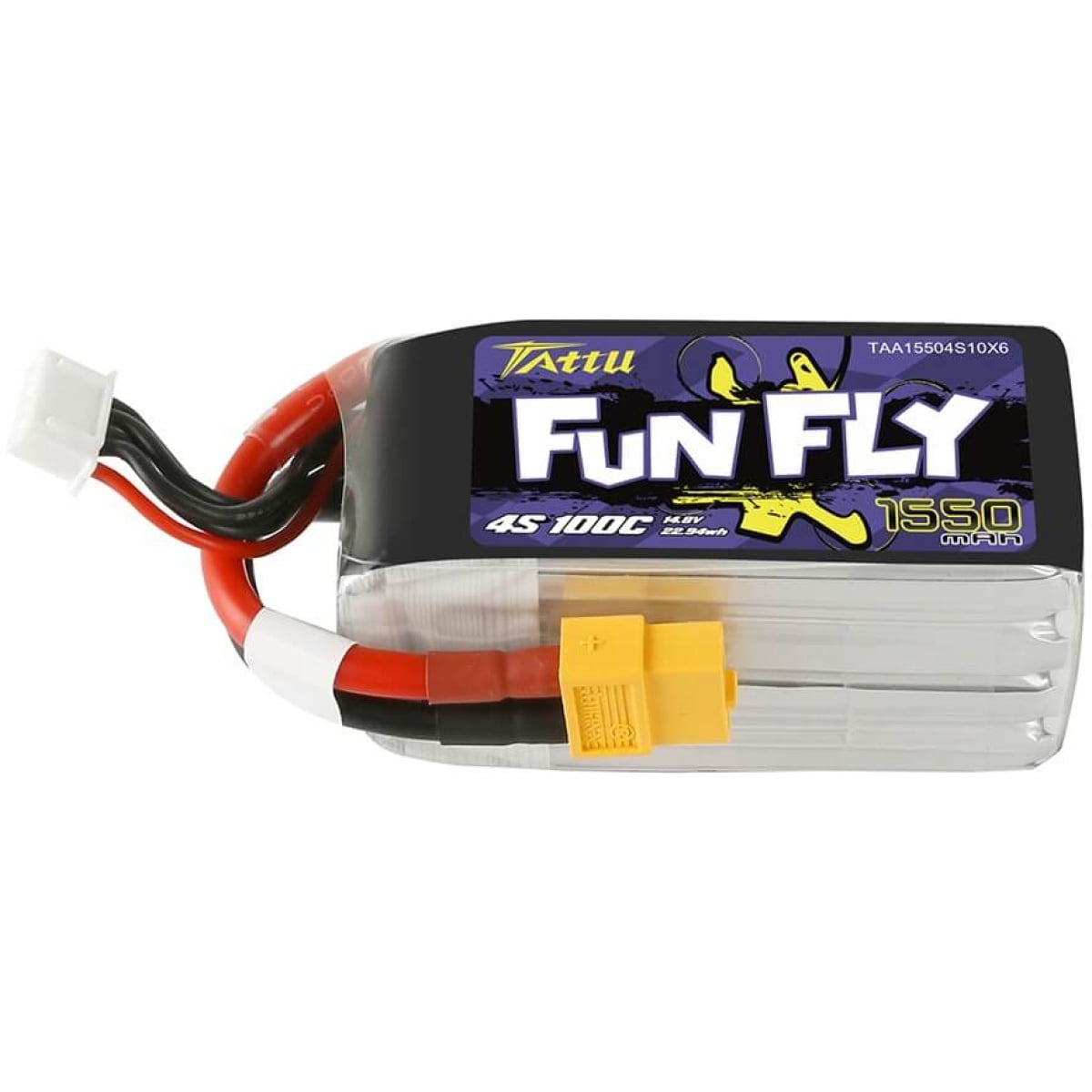 Tattu Funfly Series 1550mAh 14.8V 100C 4S1P Lipo Battery Pack with XT-60 Plug - Image 1