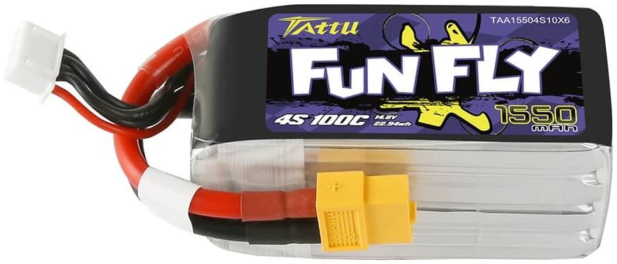 _1_2_6_12 Tattu Funfly Series 1550mAh 14.8V 100C 4S1P Lipo Battery Pack with XT-60 Plug - Image 1