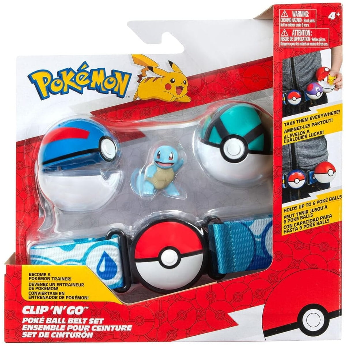 Pokemon Clip'n'Go Poké Ball Belt Set Great Ball, Net Ball & Squirtle - Image 1