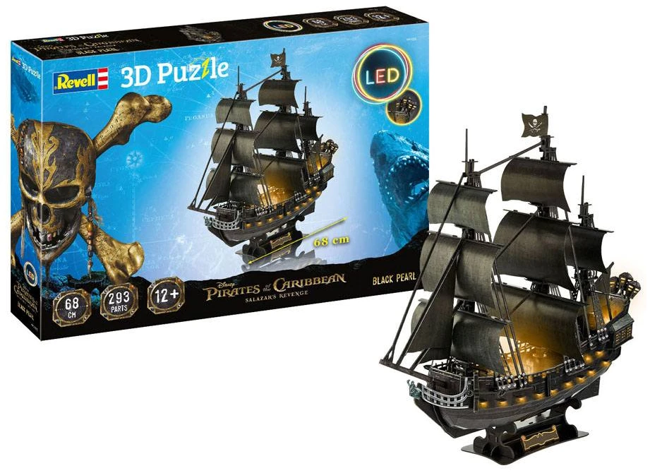 x_rev00155_a Pirates of the Caribbean Dead Men Tell No Tales 3D Puzzle Black Pearl LED Edition 64x68cm - Image 1