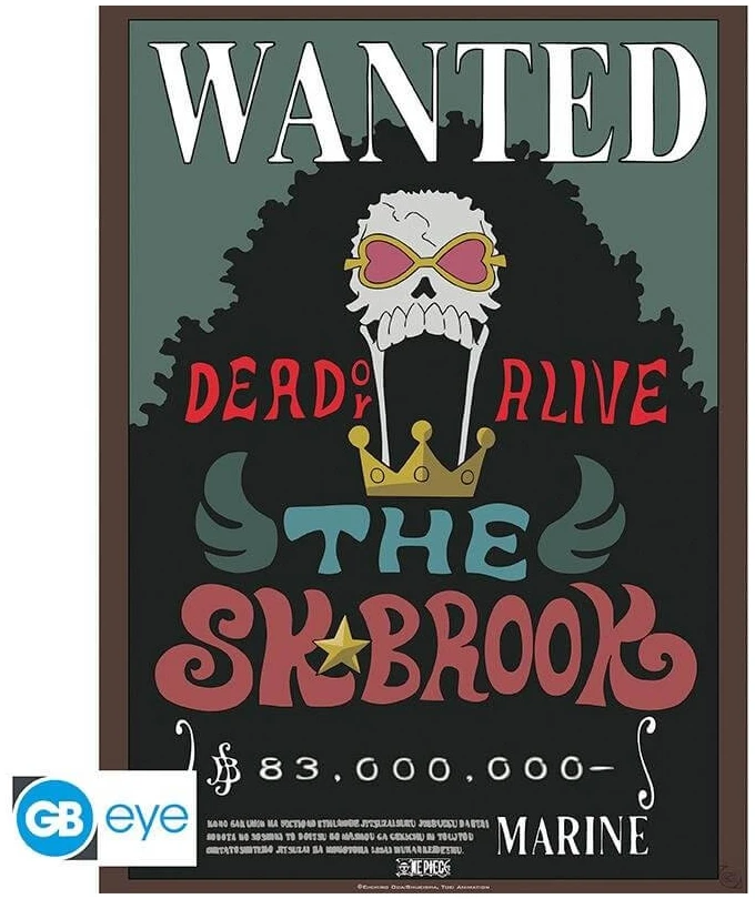 213089-0-0000-one-piece-wanted-brook-authentiki-afisa-52x38cm One Piece - Wanted Brook Poster 52x38cm - Image 1