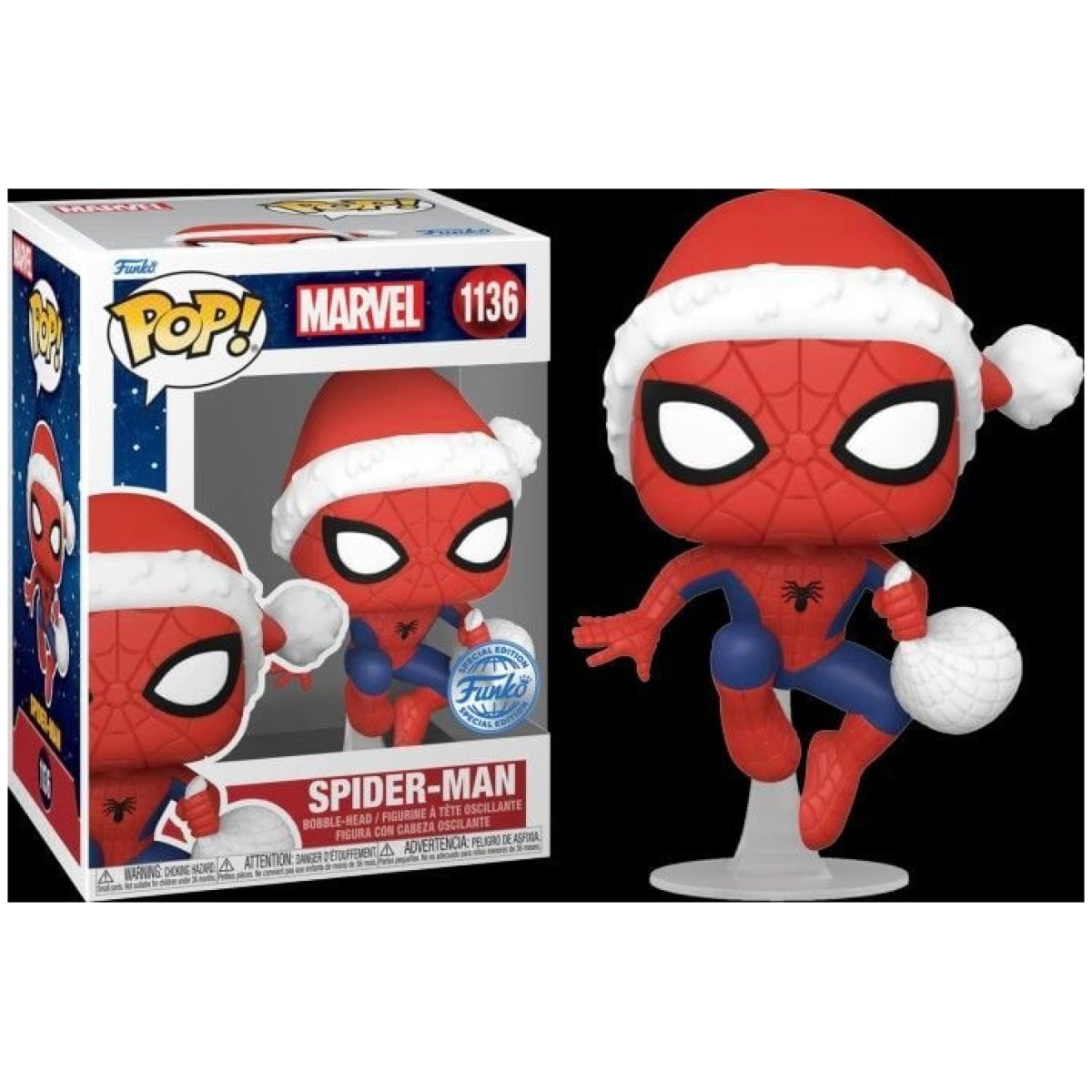 Funko POP Marvel - Spider-Man in Santa Hat #1136 - Image 1