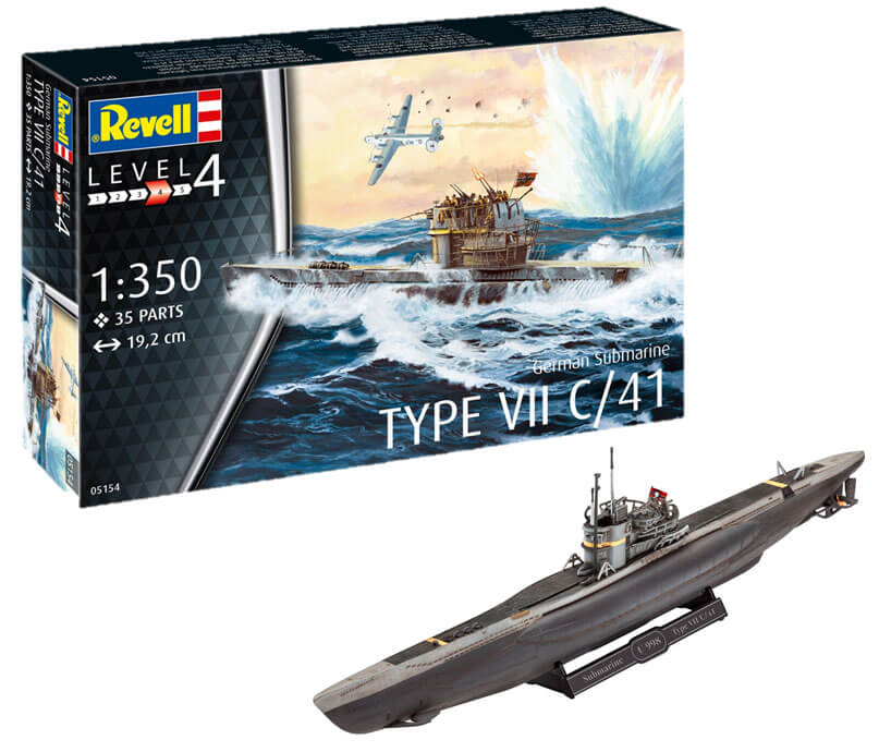 05154_kmw_gerrman_submarine_type_vii_c41 GERMAN SUBMARINE TYPE VII C/41 1:350 - Image 1