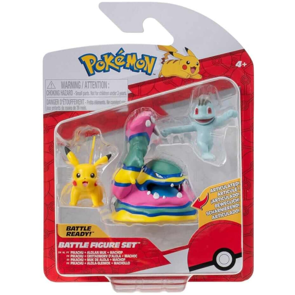 Pokemon Battle Figure Set 3-Pack Machop, Pikachu #1, Alolan Muk 5cm - Image 1