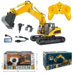 HUINA 1535-1 - 1/14 SCALE RC EXCAVATOR 2.4G 15CH w/DIE CAST BUCKET (+ DRILL+ GRIPPER) - Image 4