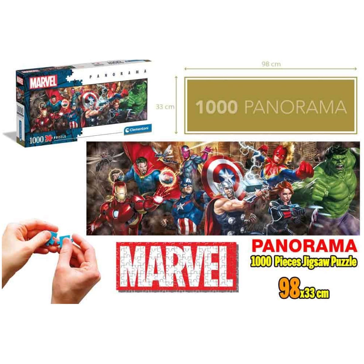 Marvel avengers line up - panorama jigsaw puzzle 1000pcs  98x33cm - Image 2