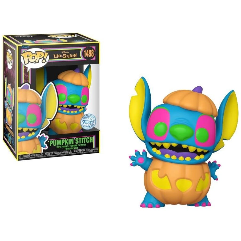    figoura funko pop disney lilo stitch pumpkin stitch black light  exclusive x