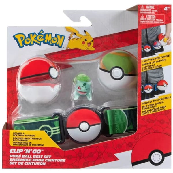 POKEMON CLIP 'N GO POKE BALL WITH BELT  - BULBASAUR