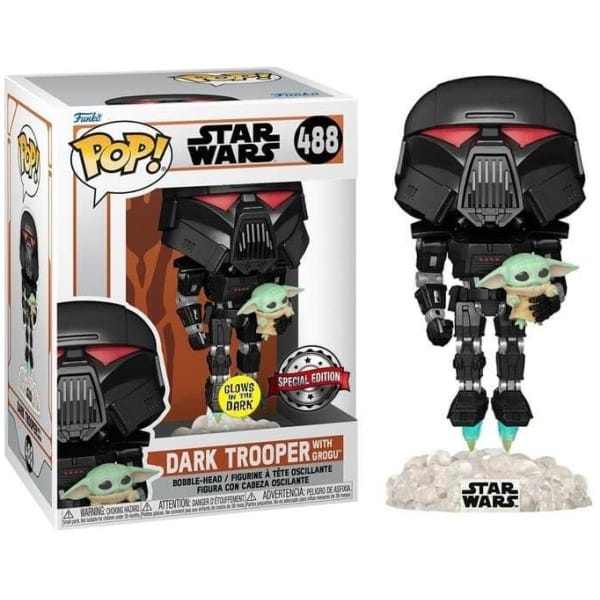 Funko POP! Star Wars The Mandalorian - Dark Trooper with Child (GITD) #488