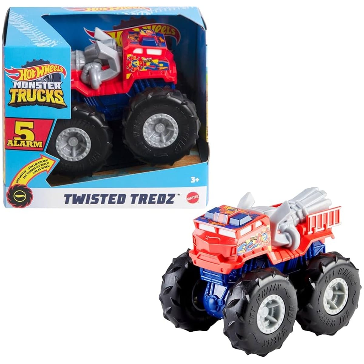 Hot Wheels Monster Trucks Twisted Tredz 5 Alarm Vehicle - Image 1