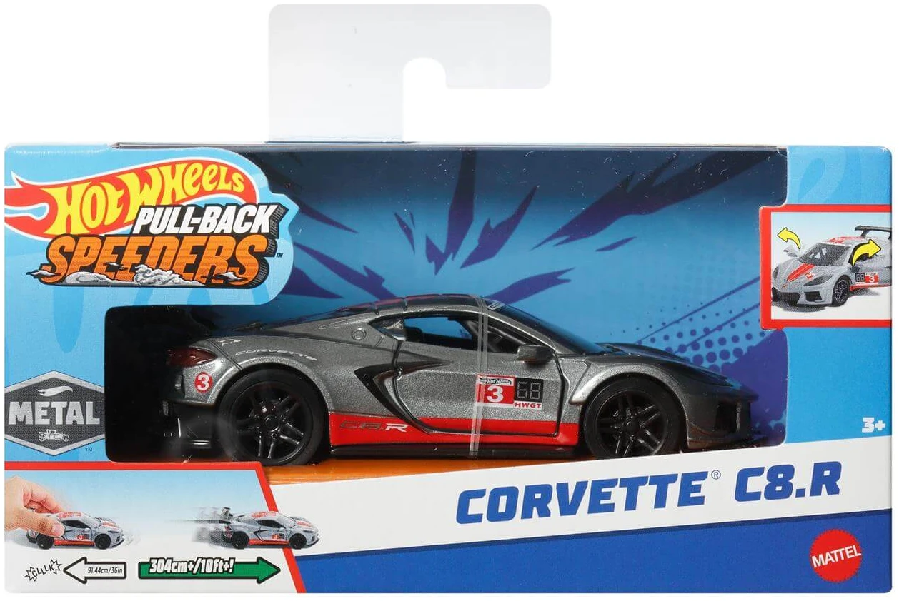 0147840 Mattel Hot Wheels: Pull-Back Speeders - Corvette C8.R 1:43 - Image 1