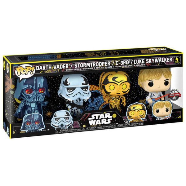 Funko POP! Star Wars: Retro - Darth Vader, Stormtrooper, C-3PO, Luke Skywalker 4-Pack special edition