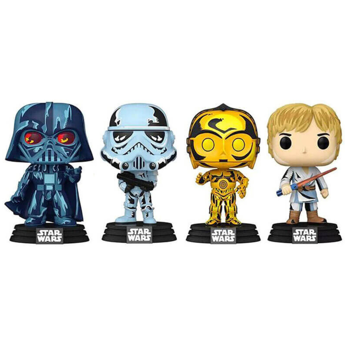 Funko POP! Star Wars: Retro - Darth Vader, Stormtrooper, C-3PO, Luke Skywalker 4-Pack special edition - Image 2