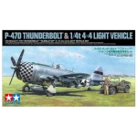 American fighter aircraft Republic P-47D Thunderbolt "Bubbletop" and 1/4 ton 4x4 Light Vehicle - Set 1/48