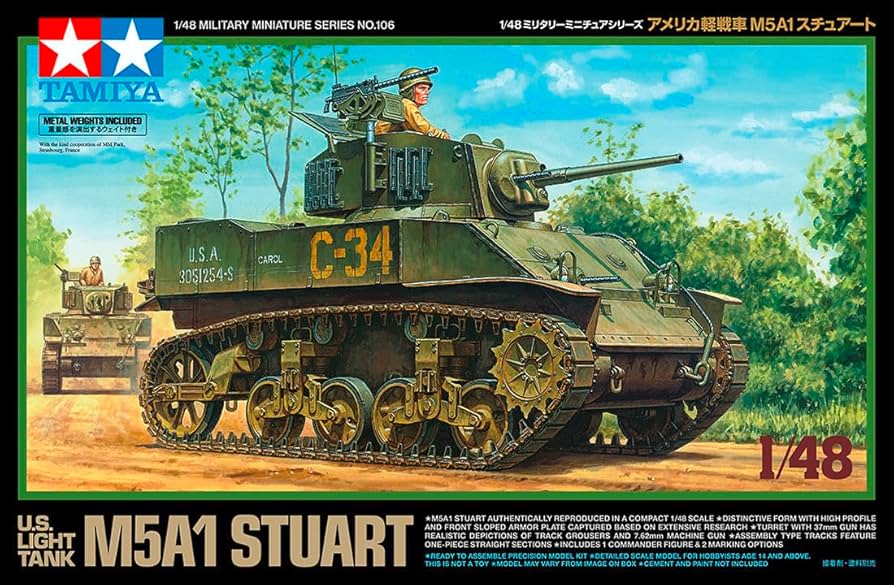 71gxmi1zzBL._UF894,1000_QL80_ U.S. Light Tank M5A1 Stuart - include 1 commander torso figure 1/48 - Image 1