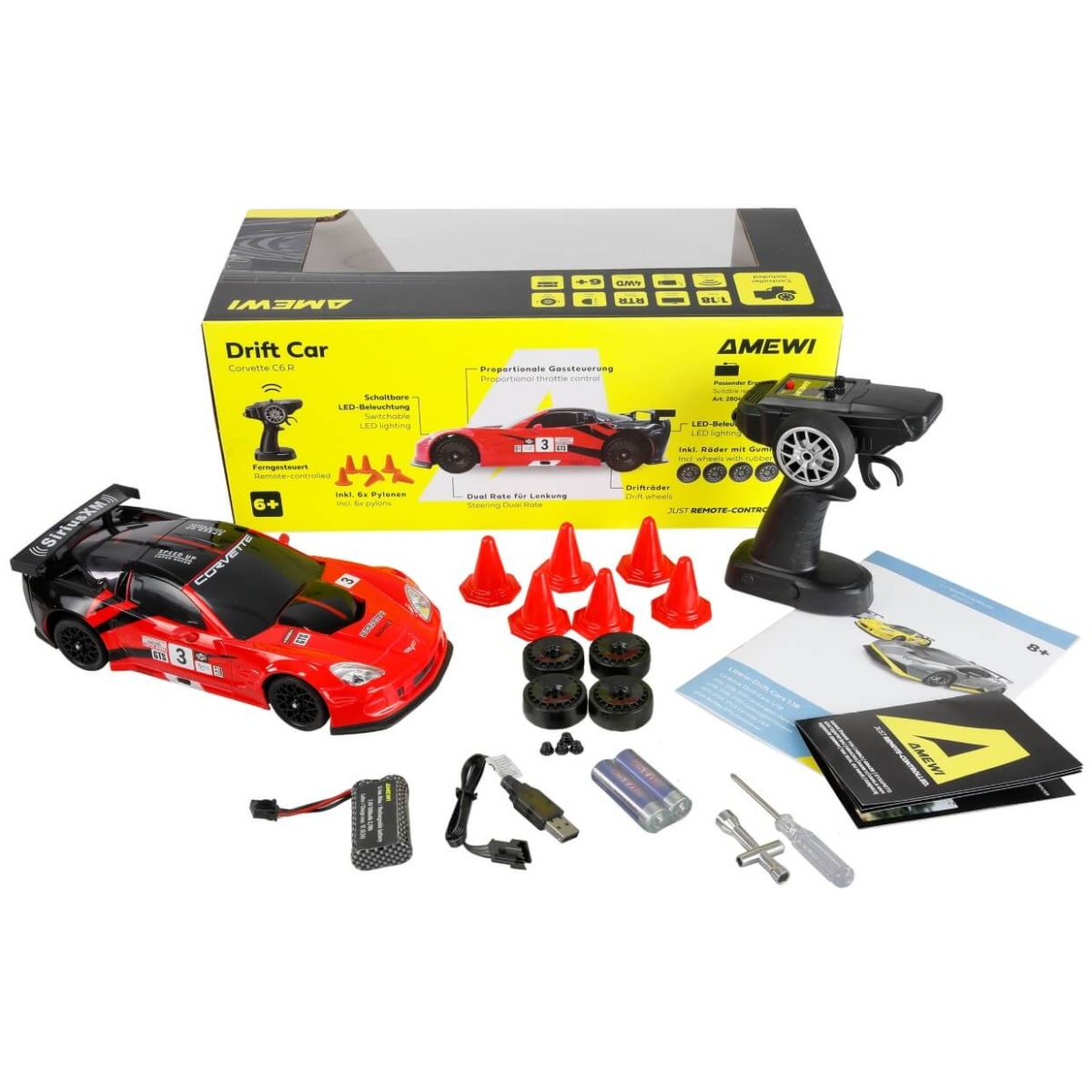 Corvette C6.R Drift Car 1/18 RTR red - Image 3