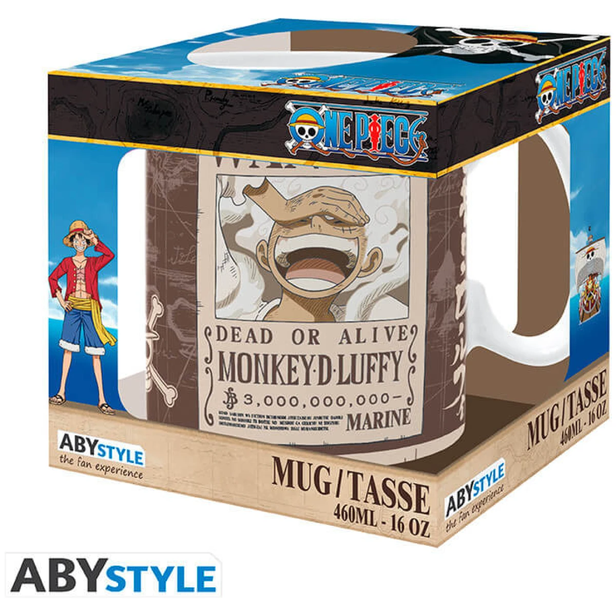 ONE PIECE Mug Big Size Luffy Wanted 460ml - Image 1