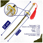 Demon Slayer - Agatsuma Zenitsu Katana Letter Opener keychain Sword with Sheath and Stand 23cm - Image 2