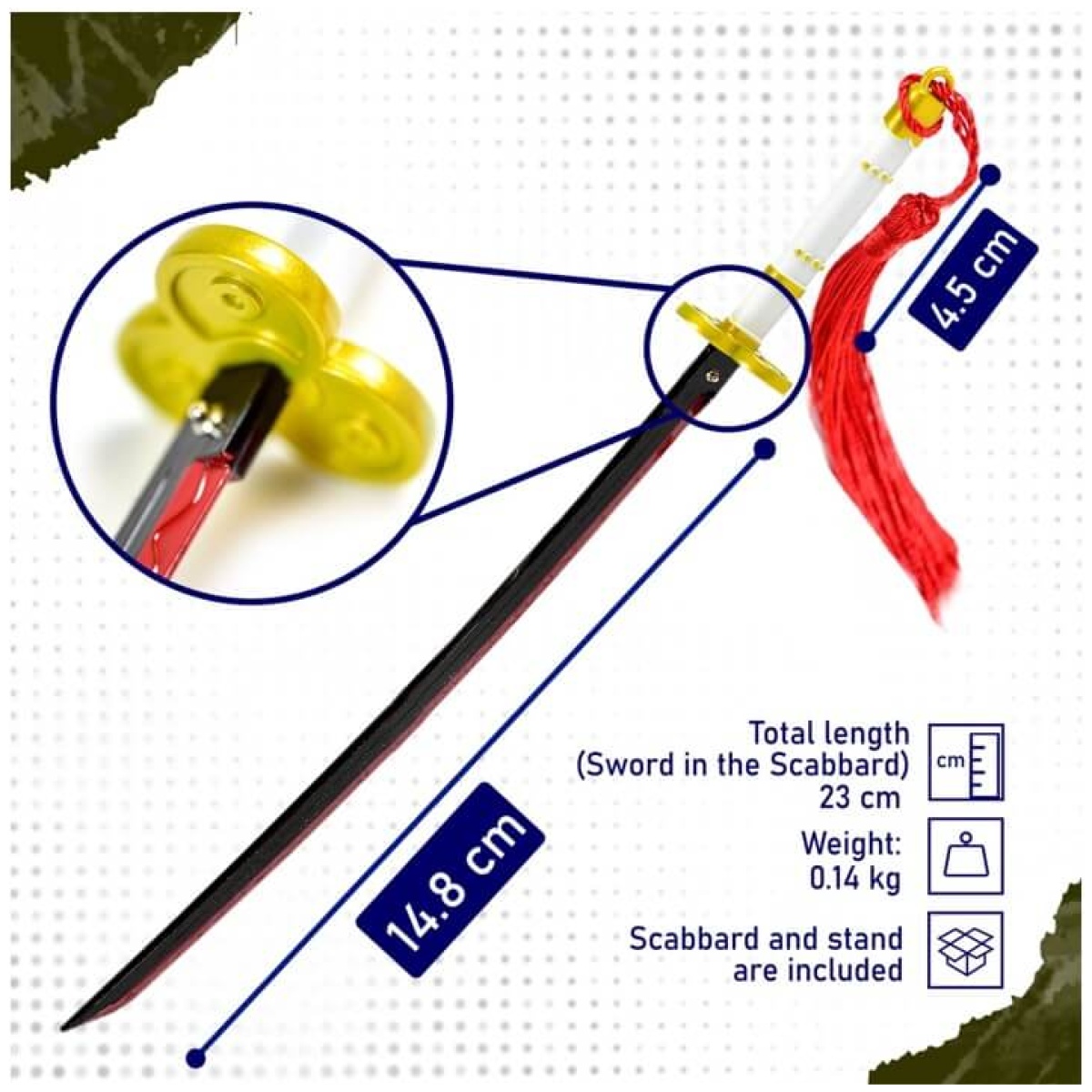 One Piece - Oden's Ame No Habakiri Sword Letter Opener keychain Version with Stand 23cm - Image 3