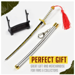 Demon Slayer - Agatsuma Zenitsu Katana Letter Opener keychain Sword with Sheath and Stand 23cm - Image 4
