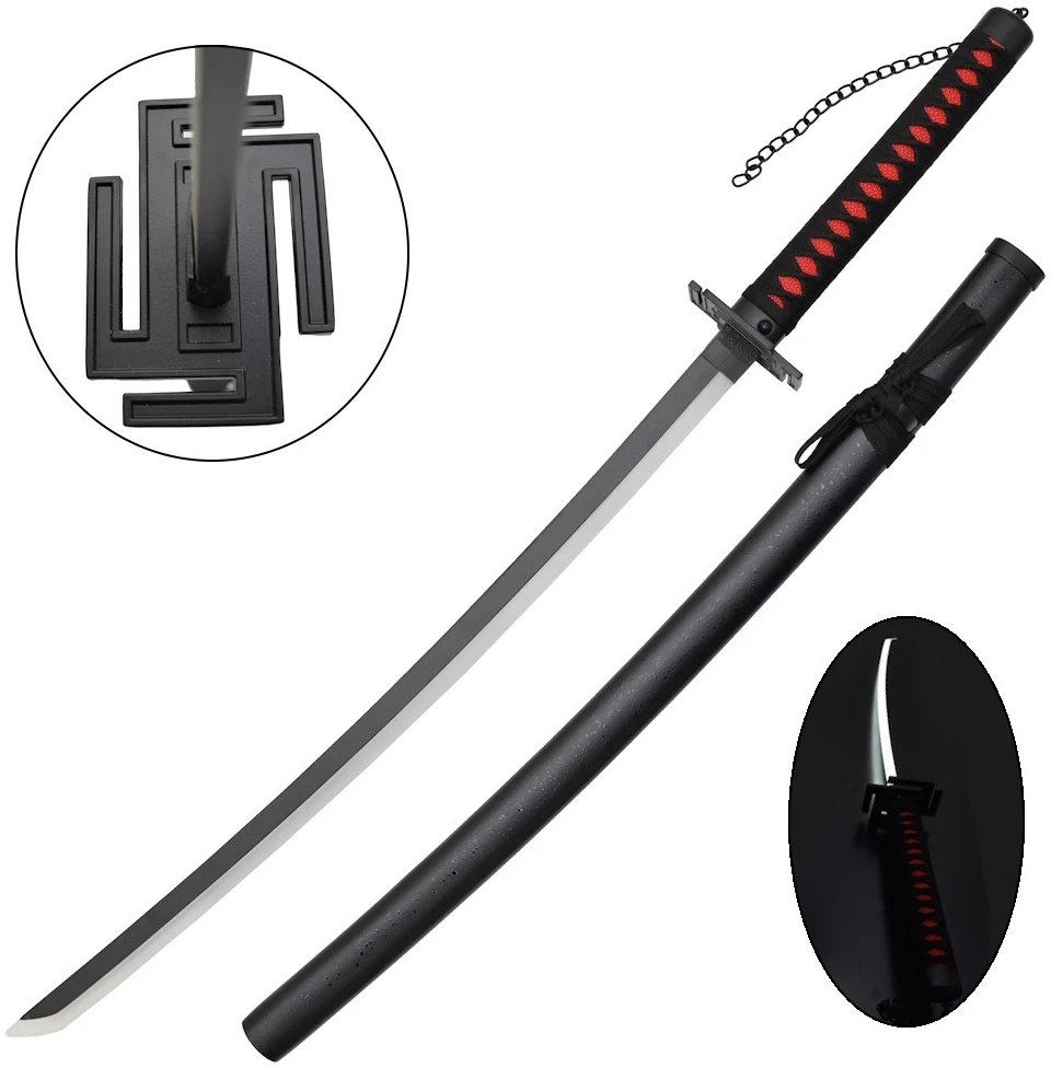 ornamental-katana-with-led-lighting-zs514gd BLEACH REPLICA CARBON STEEL SWORD - ICHIGO KUROSAKI'S ZANPAKUTO (ZANGETSU) LED KATANA 98cm - Image 1