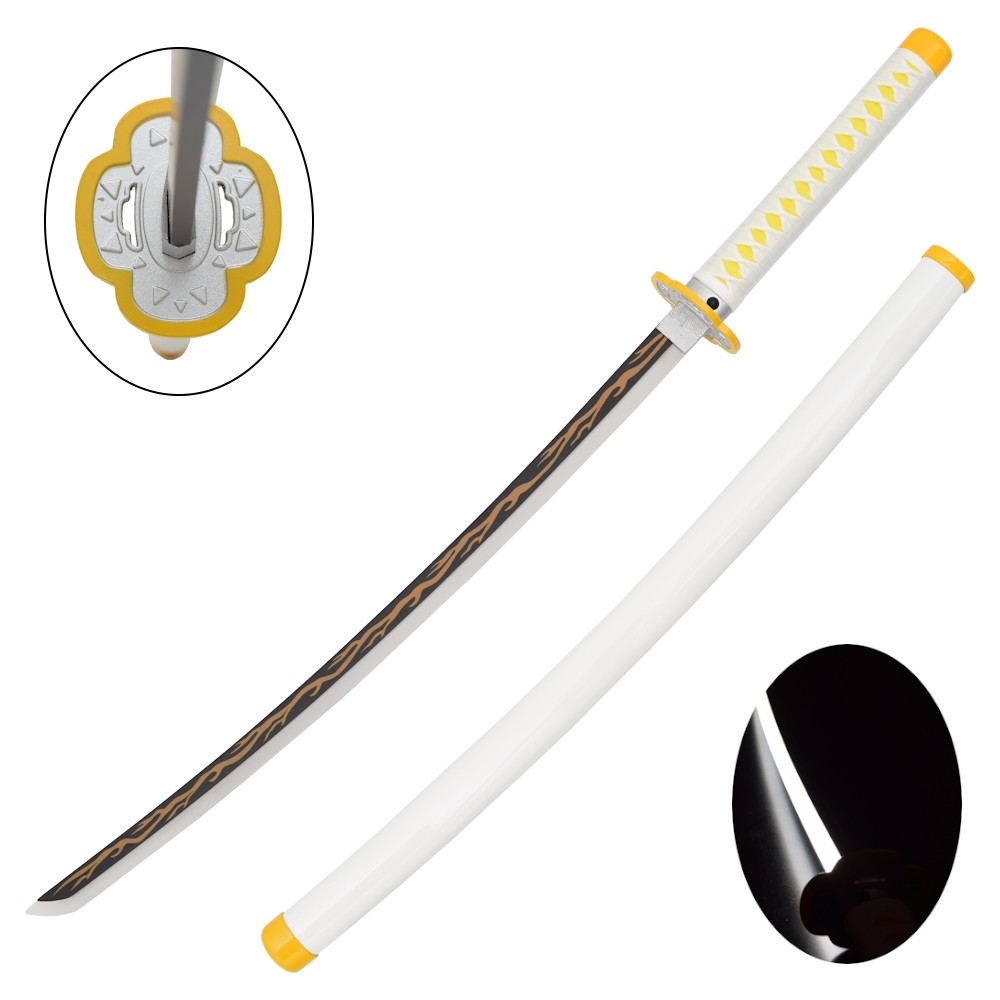 ornamental-katana-with-led-lighting-zs653gd REPLICA CARBON STEEL SWORD – ZENITSU AGATSUMA'S LED KATANA 98CM - Image 1