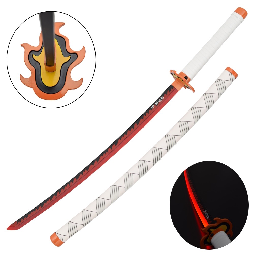 ornamental-katana-with-led-lighting-zs656gd REPLICA CARBON STEEL SWORD – KYOJURO RENGOKU'S LED KATANA 98cm - Image 1