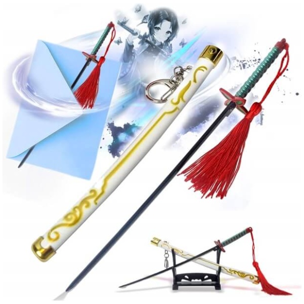 Demon Slayer – Shinobu Kocho Samurai Katana Sword Letter Opener keychain with Sheath and Stand 23cm