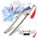 Demon Slayer - Agatsuma Zenitsu Katana Letter Opener keychain Sword with Sheath and Stand 23cm