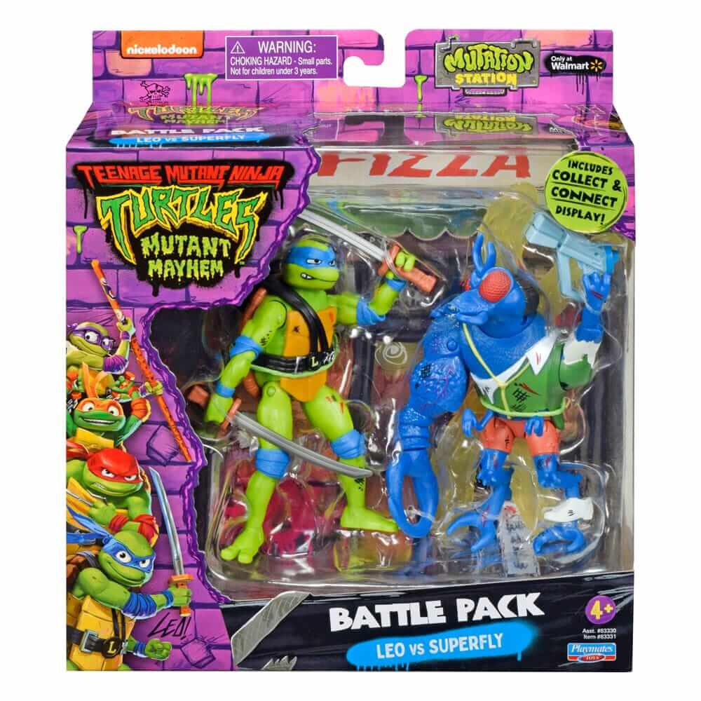 x_boti38786 Teenage Mutant Ninja Turtles Action Figures Leonardo vs. Super Fly 11cm - Image 1