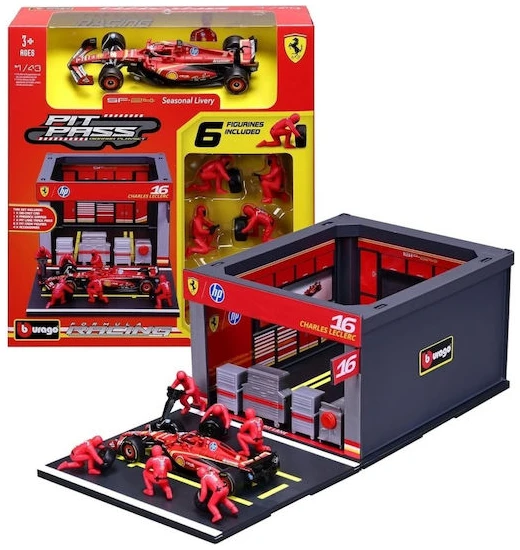 Formula 1 Bburago - Pit Stop Ferrari Sf-2416 Leclerc Playset diorama - Image 1