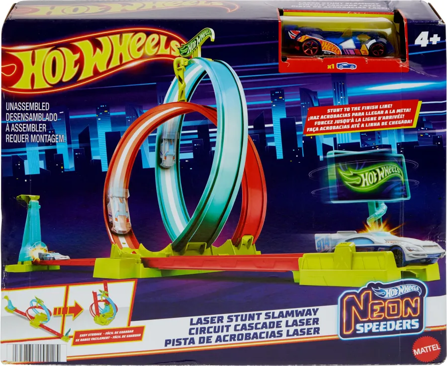399936055125_1 Mattel Hot Wheels Neon Speeders - Laser Stunt Slamway - Image 1