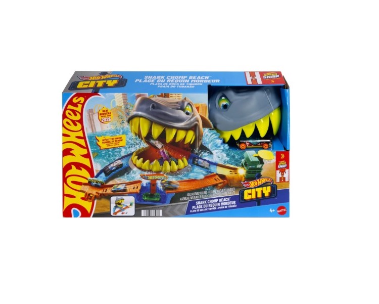 ht Mattel Hot Wheels: City - Shark Chomp Beach Playset - Image 1