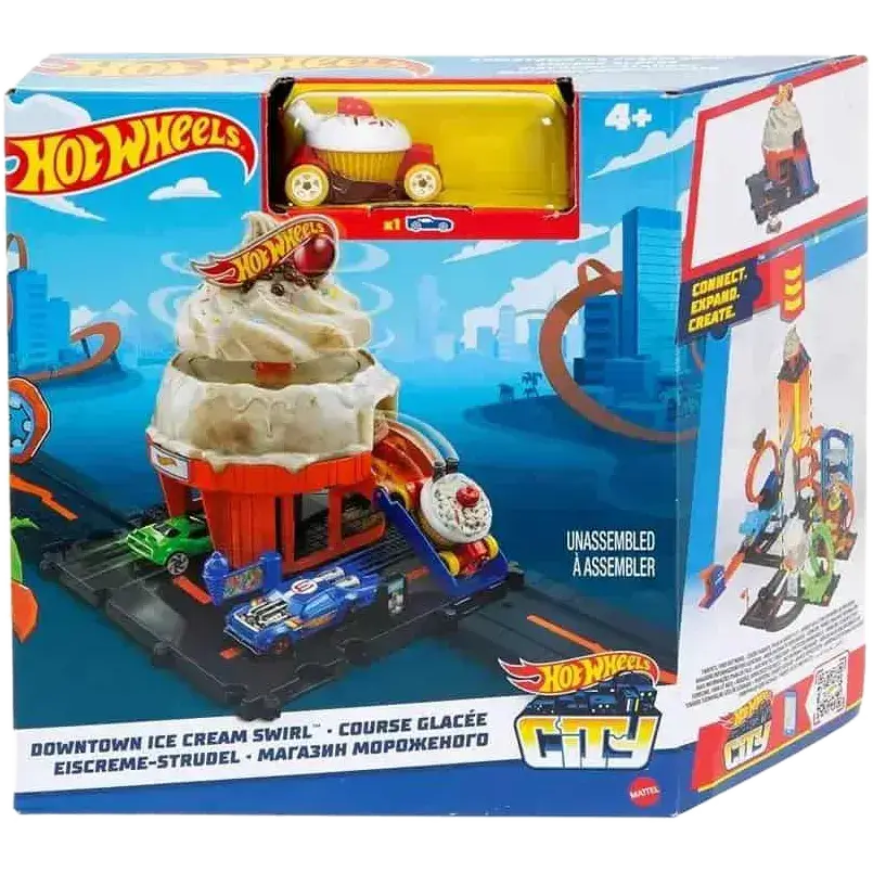 htn77 Mattel Hot Wheels City - Downtown Ice Cream Swirl - Image 1