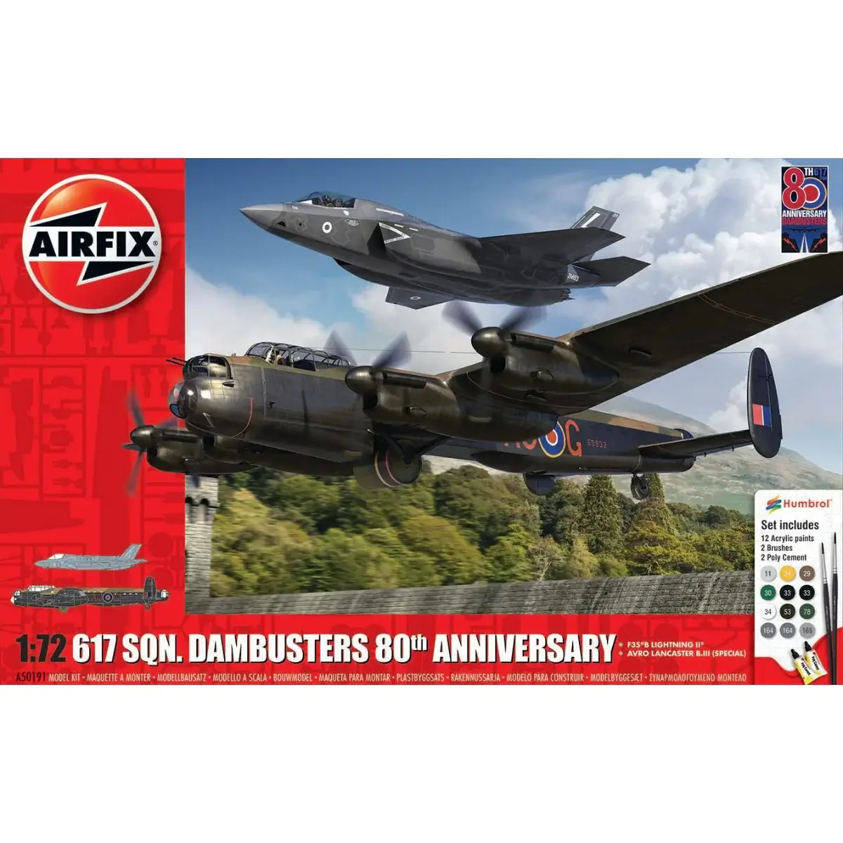 airfix-a50191-617-sqn-dambusters-80th-anniversary-gift-set-172-528939 617 Sqn. Dambusters 80th Anniversary - Gift Set with paints glue and brush 1/72 - Image 1