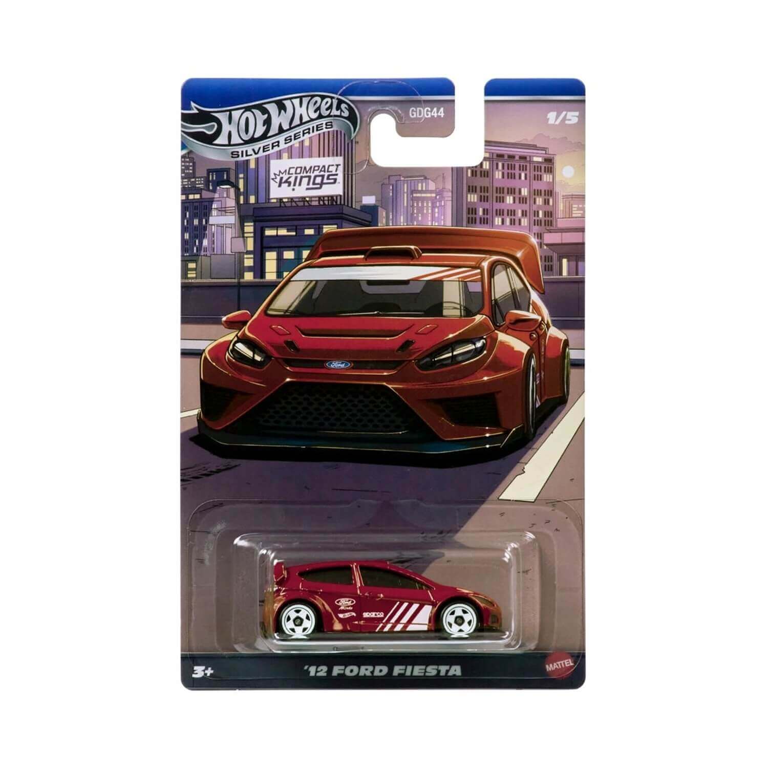 0218147 Mattel Hot Wheels Silver Series: Compact Kings - '12 Ford Fiesta Vehicle - Image 1