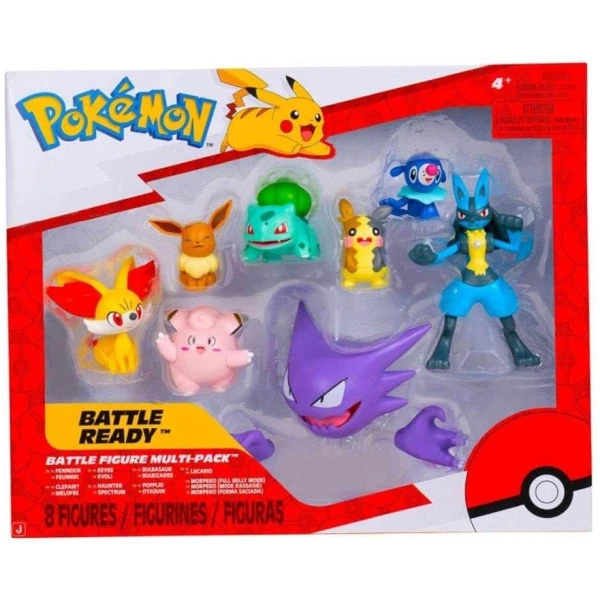 Multi-pack Pokemon - Eevee, Morpeko, Fenniken, Bulbasaur, Popplio, Clefairy, Haunter & Lucario 5cm