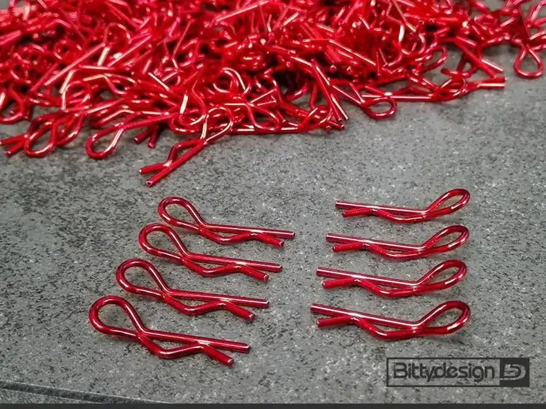 BDBC-8R_1 1/10 Body Clips Kit (8) - Red - Image 1