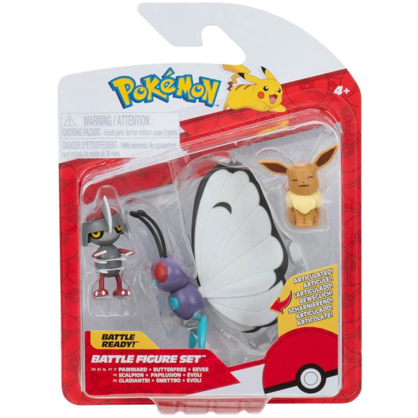 Pokemon Battle Figure Set 3-Pack – Pawniard, Butterfree ,Eevee