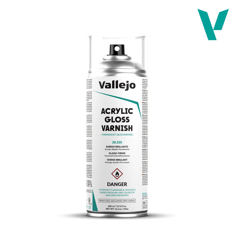vallejo-hobby-paint-acrylic-gloss-varnish-28530 Acrylic Gloss Spray Varnish 400ml - Image 1